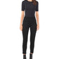 Leggings femininas Vince Camuto com cós largo, pretas, tamanho pequeno