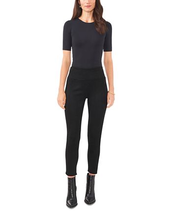 Leggings femininas Vince Camuto com cós largo, pretas, tamanho pequeno