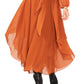 Vestido longo feminino Vince Camuto com bainha de lenço e manga comprida, marrom