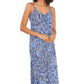 Vestido longo feminino Vince Camuto com estampa paisley azul, tamanho grande