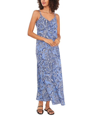 Vince Camuto Women's Paisley Print Maxi Slipdress Blue