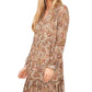 Vestido Vince Camuto Feminino Mangas Compridas com Decote em V Marrom Tamanho Médio