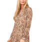 Vestido feminino Vince Camuto de manga comprida com decote em V, marrom, tamanho extragrande