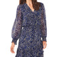 Vestido feminino Vince Camuto de chiffon com babados e manga comprida, azul, tamanho grande