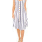 Vestido feminino listrado com botões frontais Vince Camuto, azul, tamanho grande