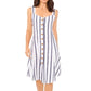 Vestido feminino listrado com botões frontais Vince Camuto, azul, tamanho grande