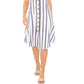 Vestido feminino listrado com botões frontais Vince Camuto, azul, tamanho grande
