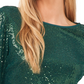 Vince Camuto Blusa feminina com lantejoulas e manga sino, verde, tamanho médio