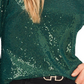 Vince Camuto Blusa feminina com lantejoulas e manga sino, verde, tamanho médio