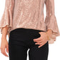 Blusa feminina Vince Camuto com manga sino e lantejoulas, rosa