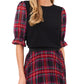 Top feminino CeCe Mixed Media, preto, tamanho X-S