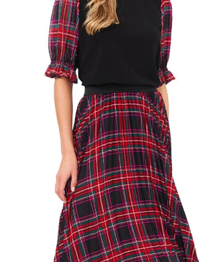 CeCe Women's Mixed Media Top Black Size X-Small