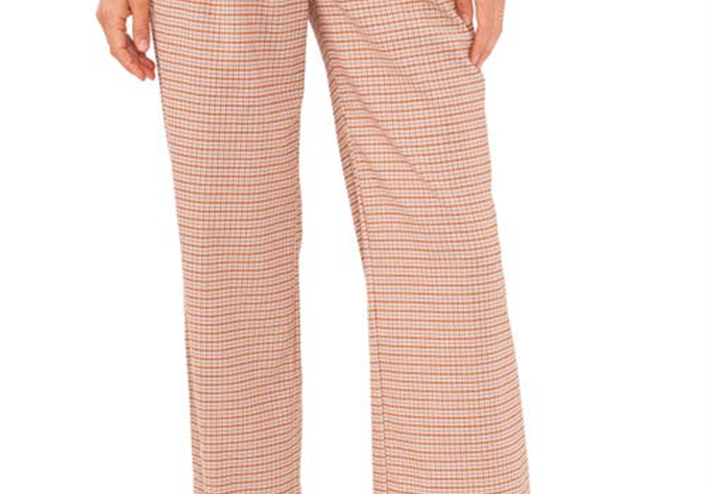 1. Calça larga xadrez State Checker, laranja, tamanho 10