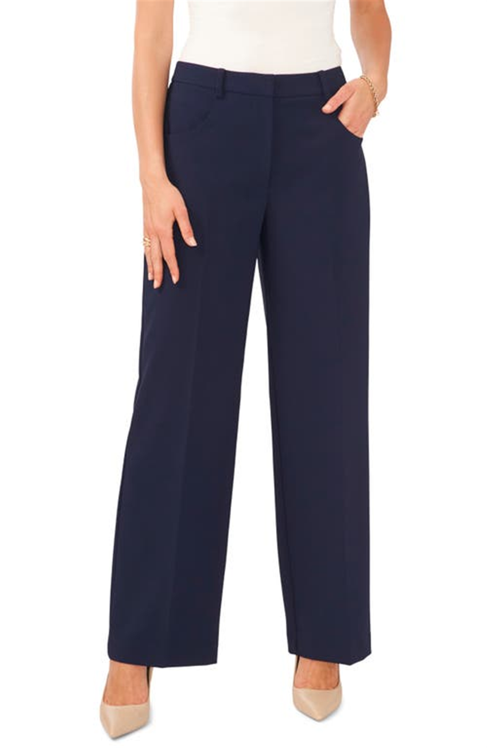 Calça feminina Vince Camuto de perna larga, azul, tamanho 4
