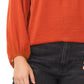 Blusa feminina Vince Camuto de cetim com babados e decote em V, laranja, tamanho 2X