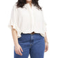 Blusa feminina Vince Camuto com mangas franzidas, branca, tamanho 1