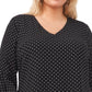 Blusa feminina Vince Camuto com mangas bufantes e decote alto e baixo, preta, tamanho 1X