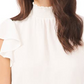 1.STATE Blusa feminina com mangas bufantes e franzidas, branca
