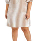Vestido feminino listrado com manga bolha Vince Camuto marrom tamanho 2X