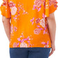 Blusa feminina Vince Camuto Rio Gardens manga esvoaçante laranja tamanho 1X