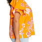 Blusa feminina Vince Camuto Rio Gardens manga esvoaçante laranja tamanho 1X