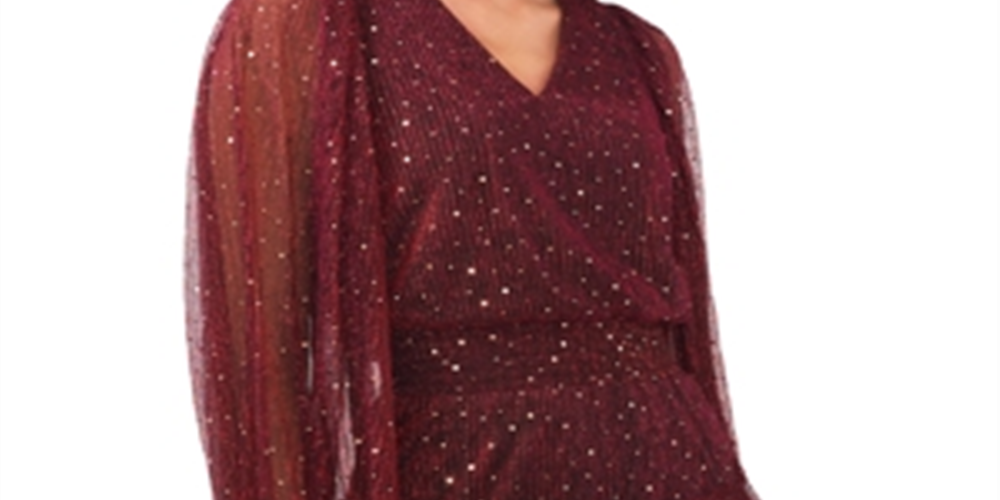 Vestido feminino Vince Camuto com brilho e bolinhas, vermelho, tamanho extrapequeno