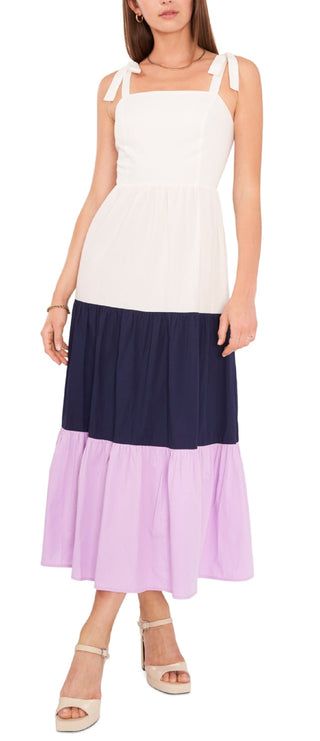 Vestido midi feminino Riley &amp; Rae com blocos de cores, branco, tamanho pequeno