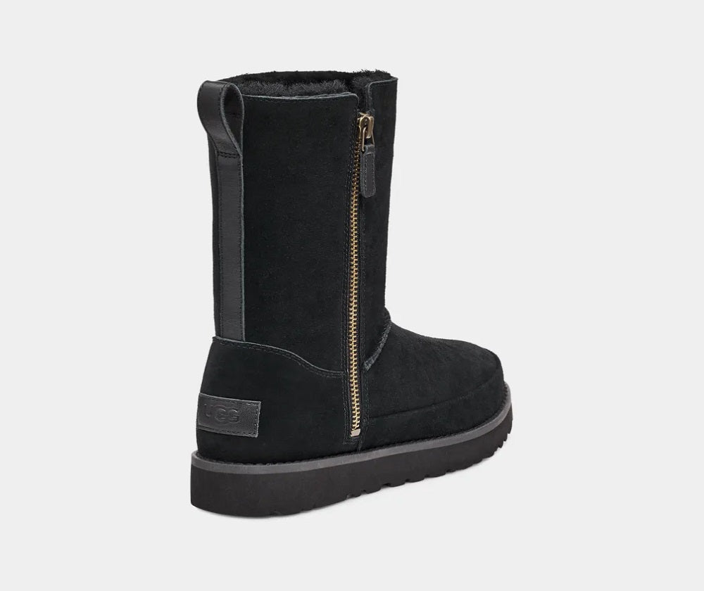 Botas curtas femininas Ugg Classic Zip, pretas, tamanho 5