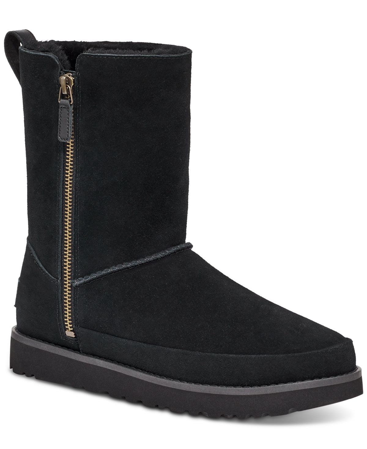 Botas curtas femininas UGG Classic Zip, pretas, tamanho 7