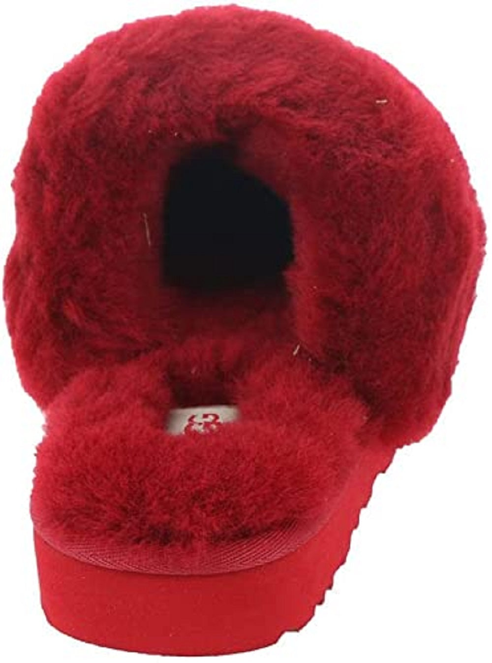 Pantufas femininas UGG de pele sintética aconchegantes, tamanho 7, vermelhas