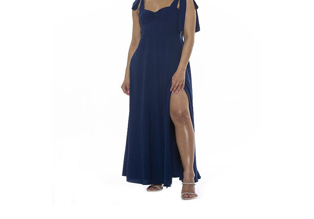 Vestido longo feminino Alexia Admor com fenda lateral e decote em coração, tamanho: 6, azul