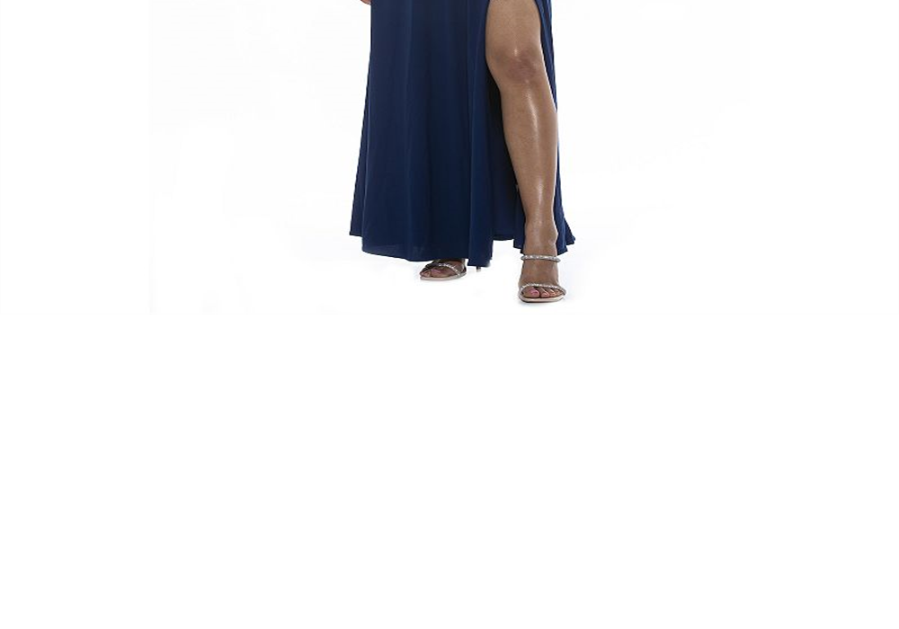 Vestido longo feminino Alexia Admor com fenda lateral e decote em coração, tamanho: 6, azul