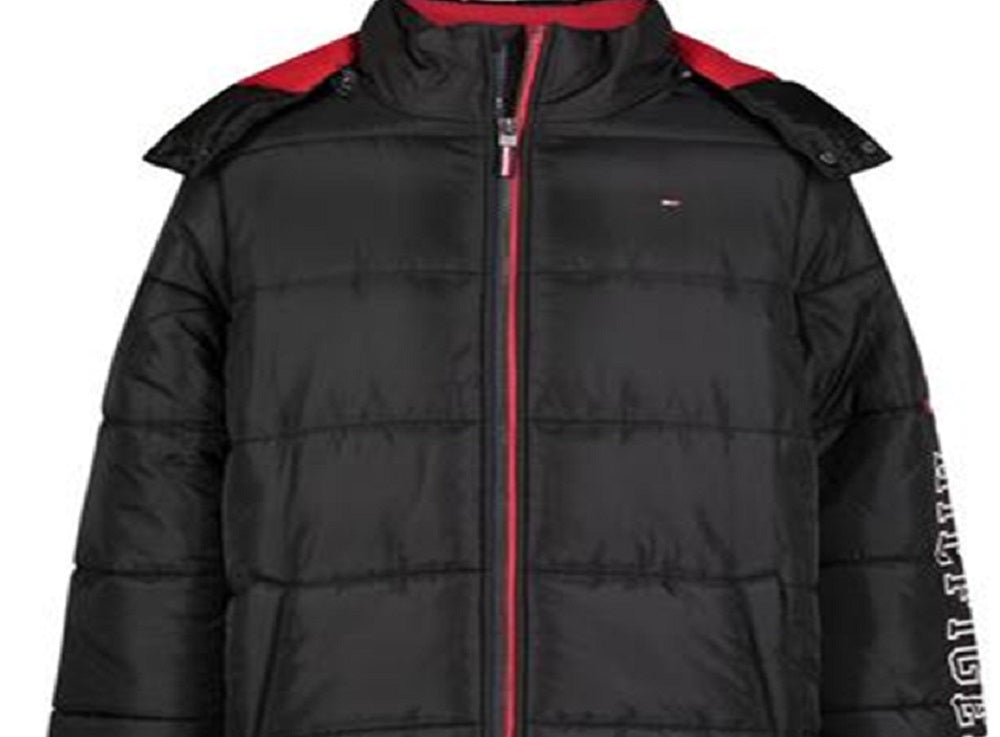 Jaqueta acolchoada Tommy Hilfiger Little Boy's Classic Logo, preta, tamanho 7