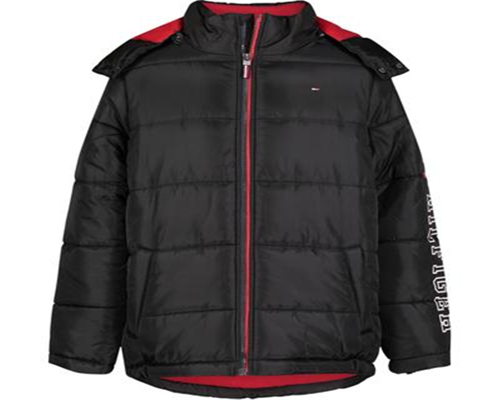 Jaqueta acolchoada Tommy Hilfiger Little Boy's Classic Logo, preta, tamanho 7