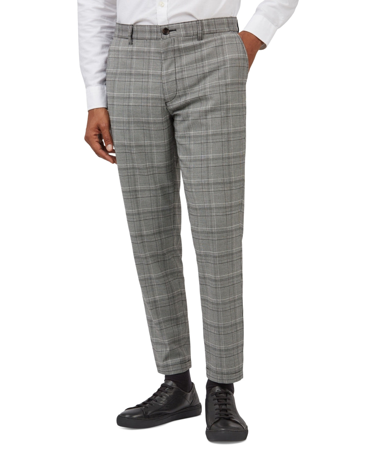 Calça Cônica Masculina Ben Sherman Heritage Slim Fit Xadrez Xadrez Preta Tamanho 38X32