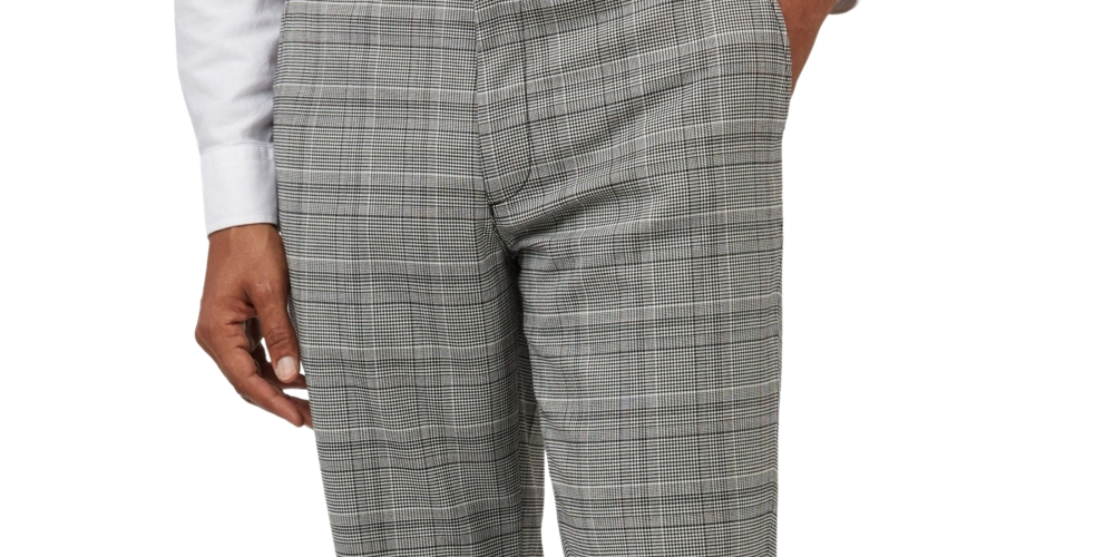 Calça Cônica Masculina Ben Sherman Heritage Slim Fit Xadrez Xadrez Preta Tamanho 38X32