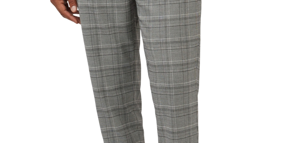 Calça Cônica Masculina Ben Sherman Heritage Slim Fit Xadrez Xadrez Preta Tamanho 38X32