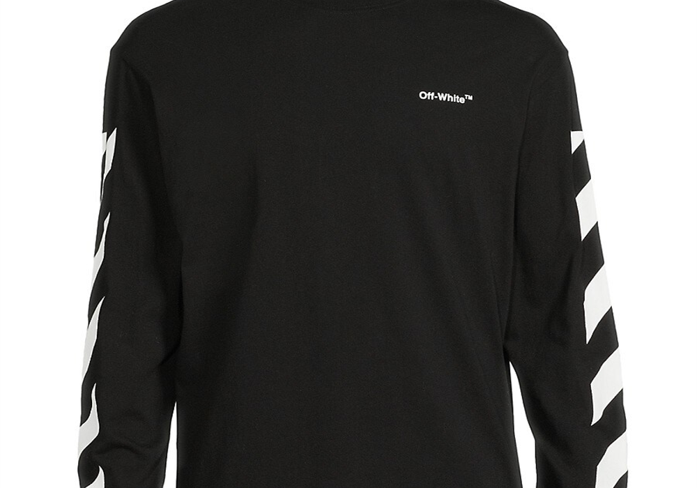 Moletom masculino Off-White Diag Helvetica Logo, preto e branco, tamanho M
