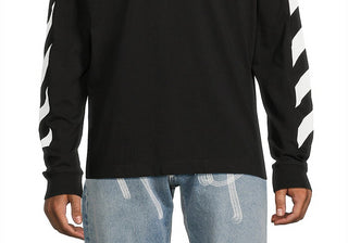 Moletom masculino Off-White Diag Helvetica Logo, preto e branco, tamanho M