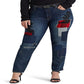 Calça Jeans Ralph Lauren Feminina Patchwork Relaxed Tapered Ankle Jeans Azul Tamanho 18W