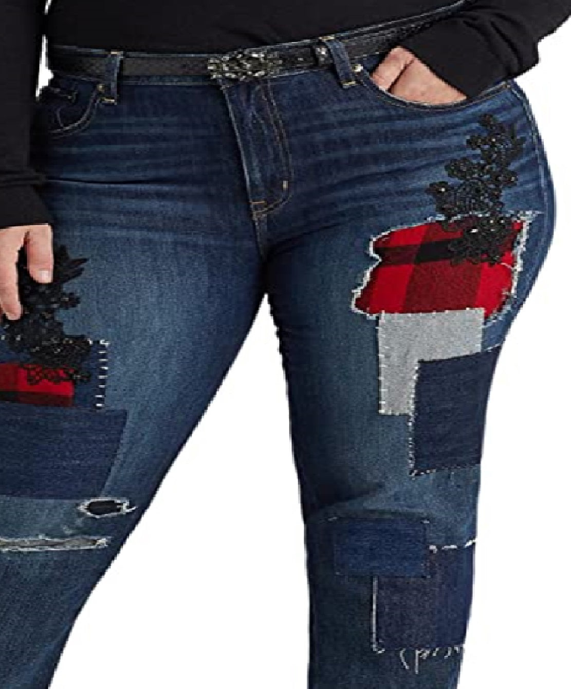 Calça Jeans Ralph Lauren Feminina Patchwork Relaxed Tapered Ankle Jeans Azul Tamanho 18W