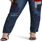 Calça Jeans Ralph Lauren Feminina Patchwork Relaxed Tapered Ankle Jeans Azul Tamanho 18W