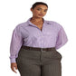 Camisa listrada feminina Ralph Lauren Broadcloth roxa tamanho 3X