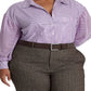 Camisa listrada feminina Ralph Lauren Broadcloth roxa tamanho 3X