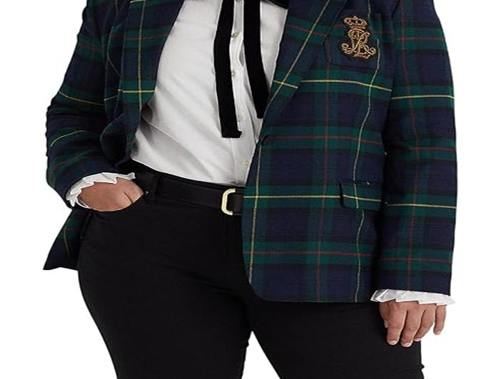 Ralph Lauren Blazer Feminino Xadrez Bullion Twill Verde Tamanho 20W