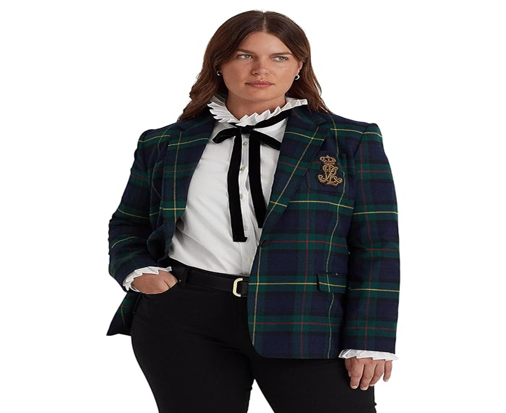 Ralph Lauren Blazer Feminino Xadrez Bullion Twill Verde Tamanho 20W