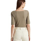 Blusa Ralph Lauren Feminina de Algodão Elástico com Decote Canoa Verde Tamanho X-G