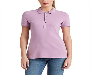 Camisa polo feminina Ralph Lauren Stretch Piquet Roxa Tamanho P