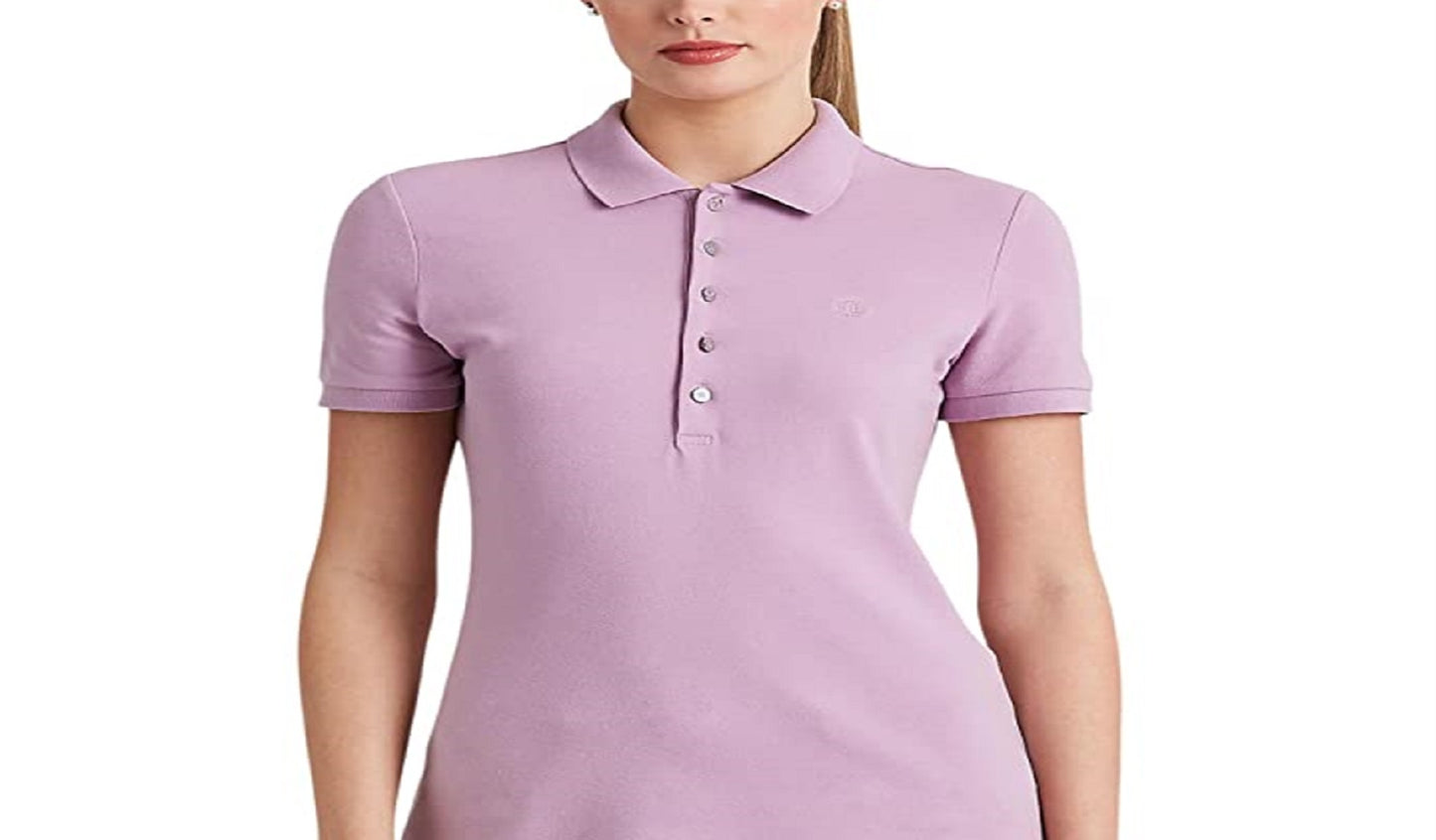 Camisa polo feminina Ralph Lauren Stretch Piquet Roxa Tamanho P