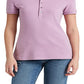 Camisa polo feminina Ralph Lauren Stretch Piquet Roxa Tamanho P